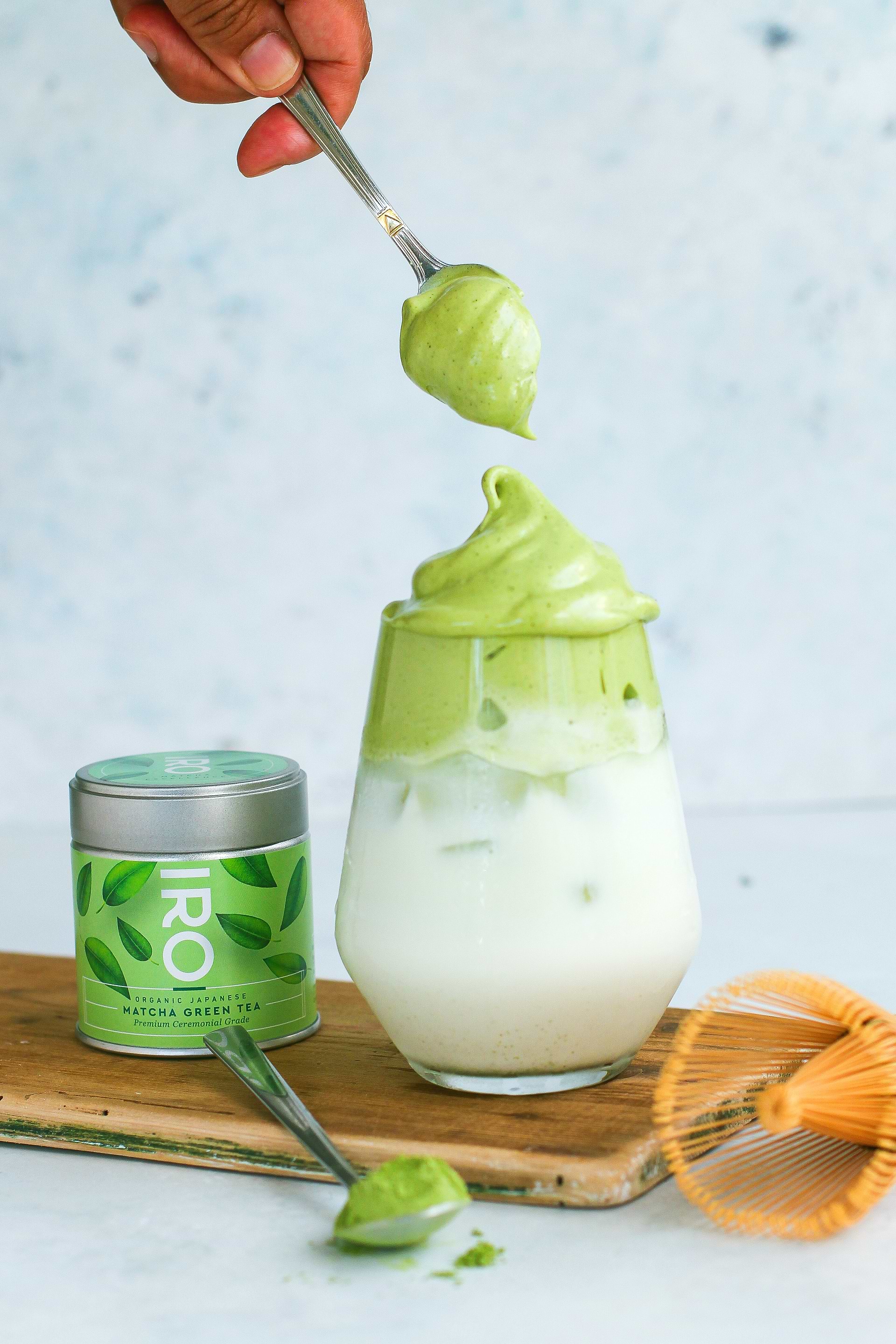 Dalgona matcha latte